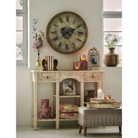 Clayre & Eef Aufbewahrungskiste Ø 20x17 / Ø 17x15 / Ø 14x13 cm Rosa Pappe Blumen