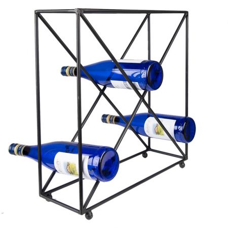 Clayre & Eef Flaschenregal 44x15x45 cm Schwarz Metall Rechteckig