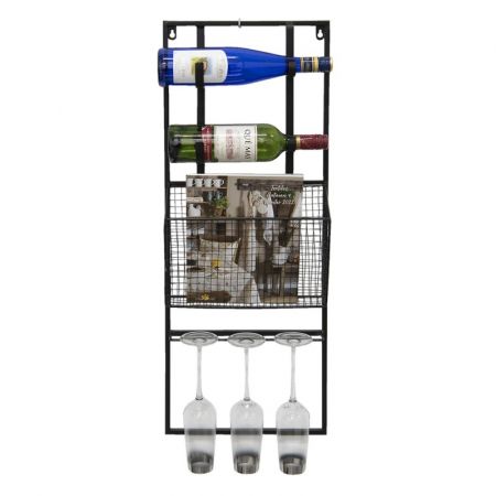 Clayre & Eef Lagerschrank 32x12x82 cm Schwarz Metall Rechteckig