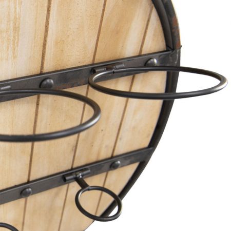 Clayre & Eef Flaschenregal Ø 50x14 cm Braun Metall Holz