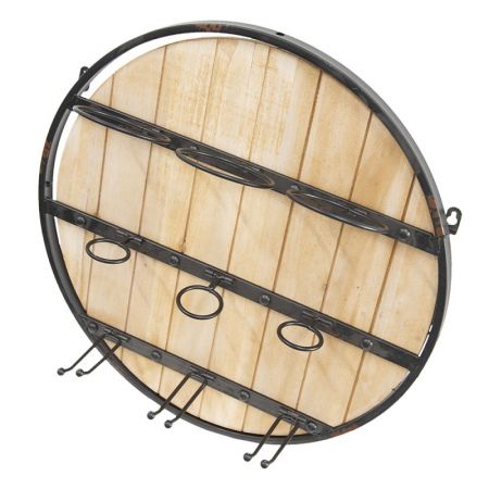 Clayre & Eef Flaschenregal Ø 50x14 cm Braun Metall Holz