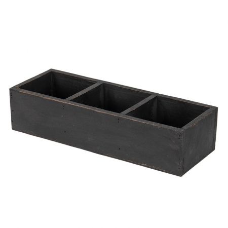 Clayre & Eef Aufbewahrungskisten 33x12x7 cm Schwarz Holz
