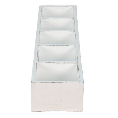 Clayre & Eef Aufbewahrungskisten 54x12x7 cm Weiß Holz