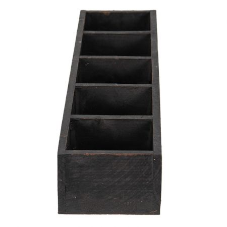 Clayre & Eef Aufbewahrungskisten 54x12x7 cm Schwarz Holz