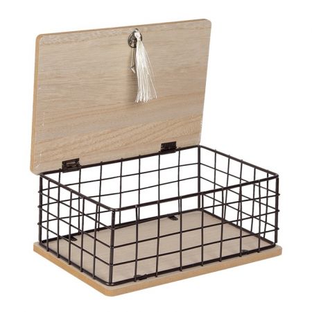 Clayre & Eef Deko Accessoires 25x17x11 cm Braun Holz Baum Quadratisch Aufbewahrungskiste