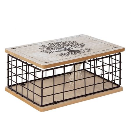 Clayre & Eef Deko Accessoires 25x17x11 cm Braun Holz Baum Quadratisch Aufbewahrungskiste