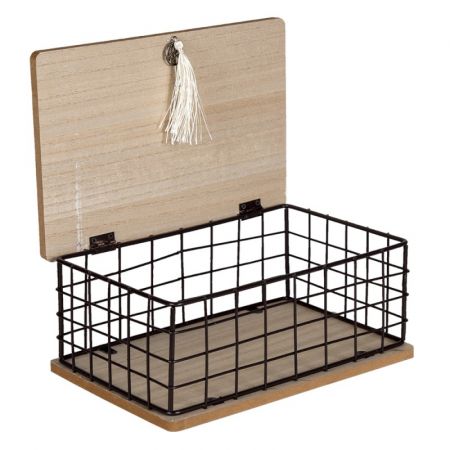 Clayre & Eef Deko Accessoires 25x17x11 cm Braun Holz Baum Quadratisch Aufbewahrungskiste