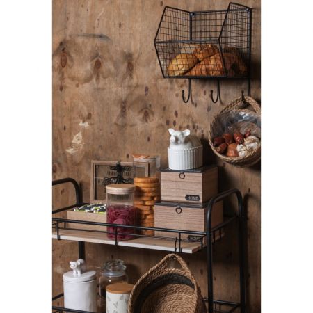 Clayre & Eef Aufbewahrungskiste 18x18x12 cm Braun Holz Glas Quadratisch Deko Accessoires