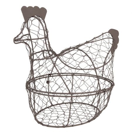Clayre & Eef Osterkörbchen Huhn 38x21x30 cm Braun Metall Osterkorb Ostern