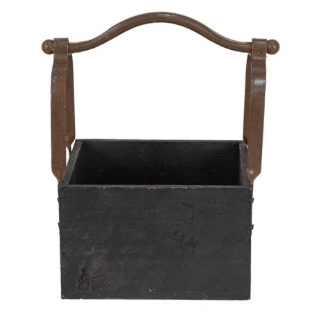 Clayre & Eef Aufbewahrungsbox 24x19x28 cm Schwarz Holz Metall
