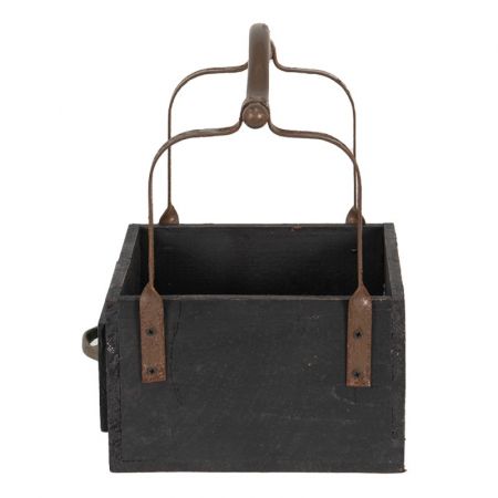 Clayre & Eef Aufbewahrungsbox 24x19x28 cm Schwarz Holz Metall