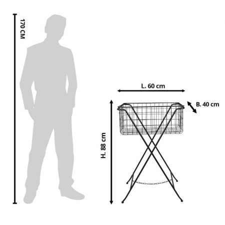 Clayre & Eef Aufbewahrungskorb 88 cm Schwarz Metall Rechteckig