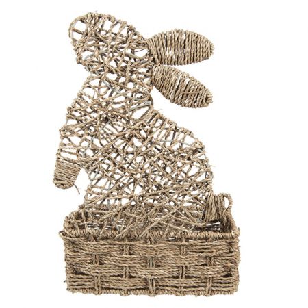 Clayre & Eef Aufbewahrungskorb Kaninchen 30x14x49 cm Braun Rattan