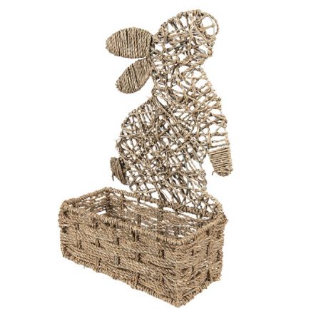 Clayre & Eef Aufbewahrungskorb Kaninchen 30x14x49 cm Braun Rattan