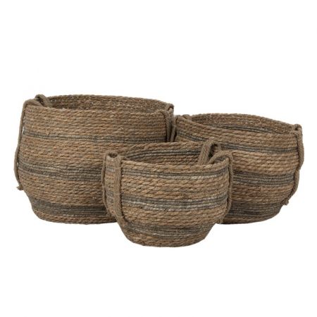Clayre & Eef Aufbewahrungskörbe 3er Set Ø 38x32 cm Braun Seegras Rund Korb