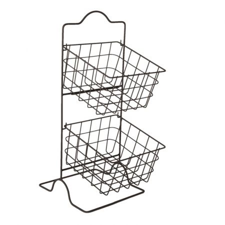 Clayre & Eef Regal mit Körbe 25x25x57 cm Braun Metall