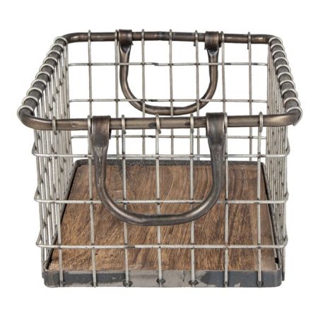 Clayre & Eef Aufbewahrungskorb 34x24x16 cm Braun Holz Metall Rechteckig