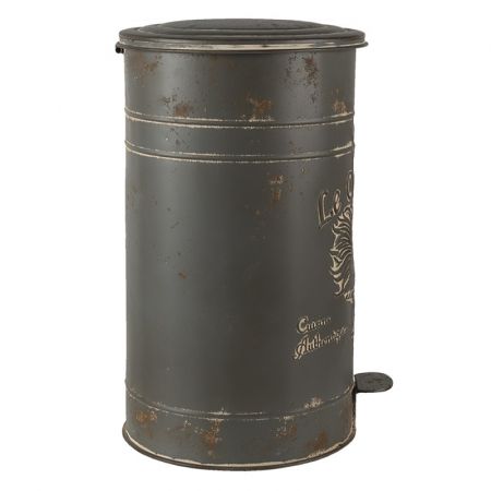 Clayre & Eef Treteimer Ø 27x45 cm Grau Metall Hahn Rund