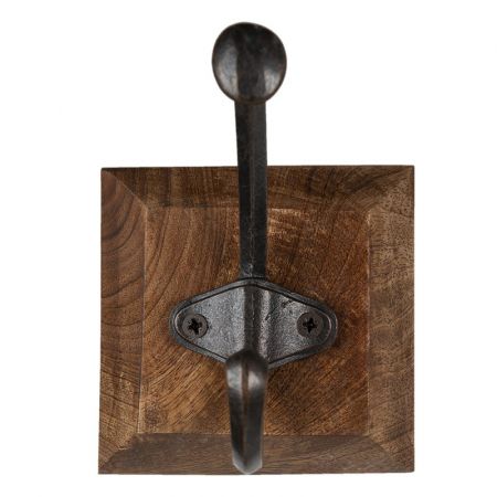 Clayre & Eef Wandhaken 10x14 cm Braun Holz Metall