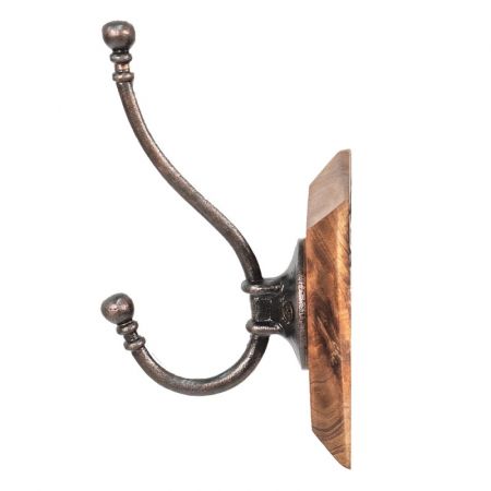 Clayre &amp; Eef Wandhaken 10x17x10 Braun Holz Metall