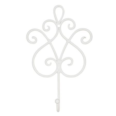 Clayre & Eef Wandhaken 15x5x22 cm Weiß Metall Garderobe Gadarobe