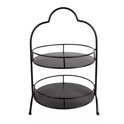 Clayre & Eef 2-stöckige Etagere Ø 30x45 cm Schwarz Eisen Servierplatte