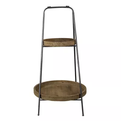 Clayre & Eef 2-stöckige Etagere Ø 49x74 cm Braun Eisen Rund Obstschale Etagere