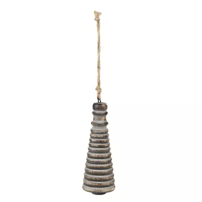 Clayre & Eef Anhänger Ø 6x16 cm Grau Holz Wohndekoration Ornament