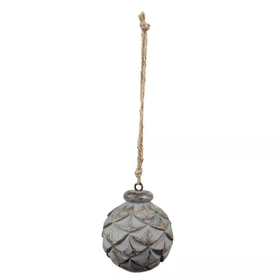 Clayre & Eef Anhänger Ø 8 cm Grau Braun Holz Wohndekoration Ornament