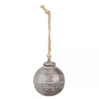 Clayre & Eef Anhänger Ø 8 cm Grau Braun Holz Wohndekoration Ornament
