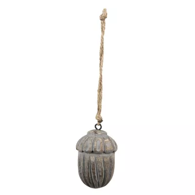 Clayre & Eef Anhänger Eichel Ø 5x8 cm Grau Braun Holz Wohndekoration Ornament