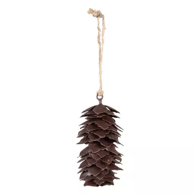 Clayre & Eef Anhänger Tannenzapfen 11 cm Braun Metall Heimdekoration Ornament