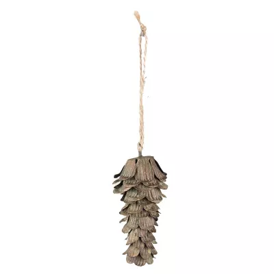 Clayre & Eef Anhänger Tannenzapfen 12 cm Grün Metall Heimdekoration Ornament