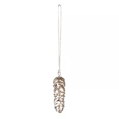 Clayre & Eef Anhänger Tannenzapfen 9 cm Silberfarbig Metall Heimdekoration Ornament
