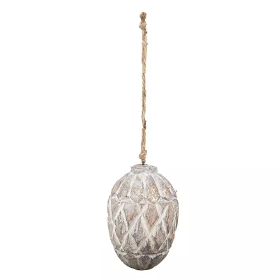 Clayre & Eef Anhänger Tannenzapfen Ø 11x15 cm Braun Grau Holz Wohndekoration Ornament
