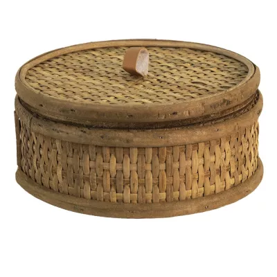Clayre & Eef Aufbewahrungsbox Ø 15x7 cm Braun Rattan Rund