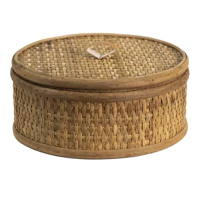 Clayre & Eef Aufbewahrungsbox Ø 20x9 cm Braun Rattan Rund