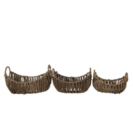 Clayre & Eef Aufbewahrungskörbe 3er Set Ø 30x22x18 cm Braun Rattan Oval Korb