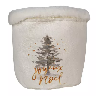Clayre & Eef Aufbewahrungskorb Ø 15x15 cm Weiß Braun Synthetisch Weihnachtsbaum Rund Aufbewahrungsbox