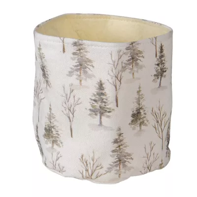 Clayre & Eef Aufbewahrungskorb Ø 16x14 cm Grün Weiß Synthetisch Baum Rund Aufbewahrungsbox