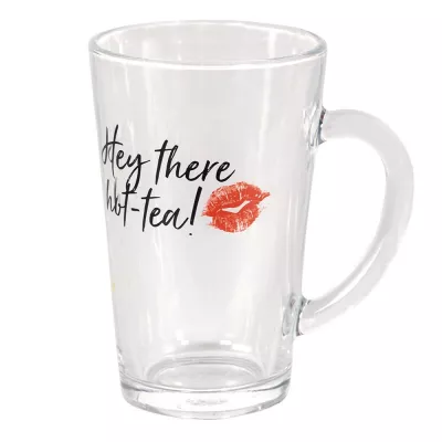 Clayre & Eef Becher 300 ml Schwarz Glas Lippen Tasse Kaffeetasse