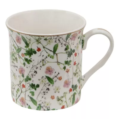 Clayre & Eef Becher 330 ml Grün Porzellan Blumen Tasse Kaffeetasse