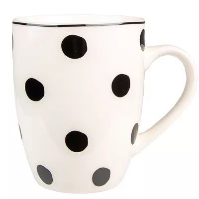 Clayre & Eef Becher 350 ml Weiß Schwarz Porzellan Punkte Tasse Kaffeetasse