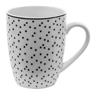 Clayre & Eef Becher 350 ml Weiß Schwarz Porzellan Tasse Kaffeetasse