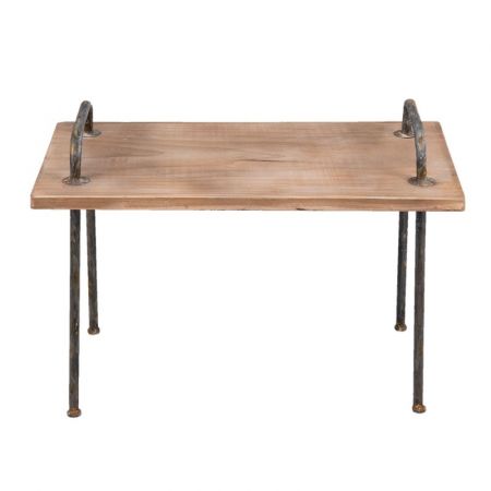 Clayre & Eef Beistelltisch 66x35x48 cm Braun Holz Metall Rechteckig