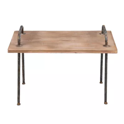 Clayre & Eef Beistelltisch 66x35x48 cm Braun Holz Metall Rechteckig