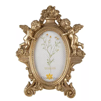 Clayre & Eef Bilderrahmen 10x15 cm Goldfarbig Kunststoff Glas Bilder Rahmen Fotorahmen