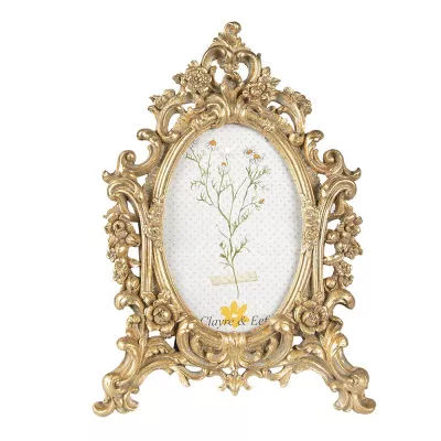 Clayre & Eef Bilderrahmen 10x15 cm Goldfarbig Kunststoff Glas Bilder Rahmen Fotorahmen