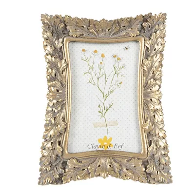 Clayre & Eef Bilderrahmen 10x15 cm Goldfarbig Kunststoff Glas Bilder Rahmen Fotorahmen