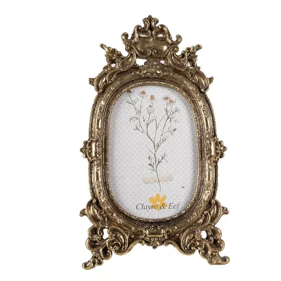 Clayre & Eef Bilderrahmen 10x15 cm Goldfarbig Kunststoff Glas Bilder Rahmen Fotorahmen